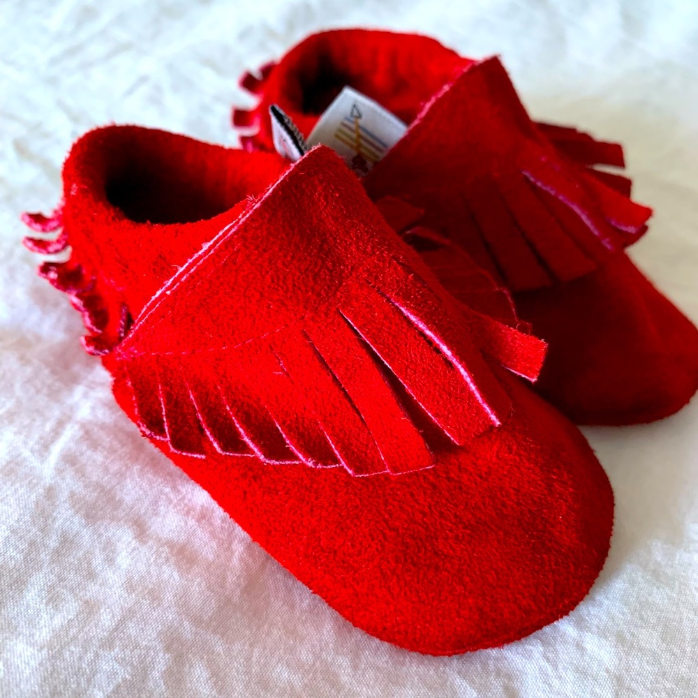 Red baby moccasins